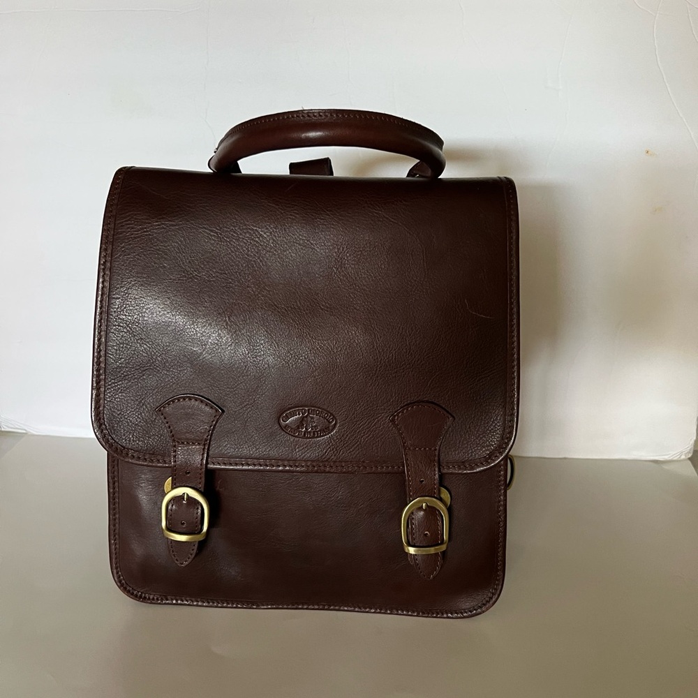 Vintage GRUPPO GIORGIO 1966 Made in Italy Brown Leather Convertible Backpack - Picture 5 of 16
